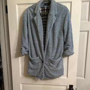 MINKPINK Blue Teddy Jacket with Cozy Fabric and Casual Style